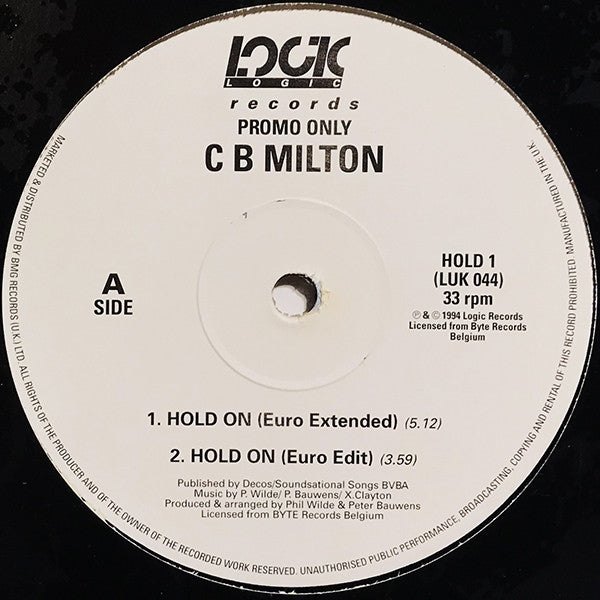 CB Milton : Hold On (If You Believe In Love) (12", Promo)