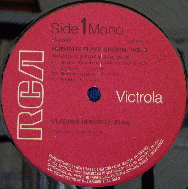 Vladimir Horowitz, Frédéric Chopin : Chopin I (LP, Comp, Mono)