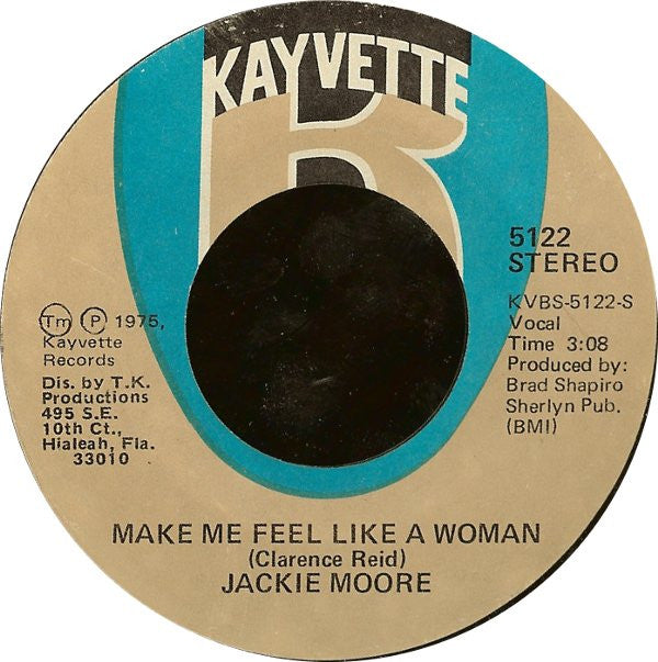 Jackie Moore : Make Me Feel Like A Woman / Singing Funky Music Turns Me On (7", Single, Styrene, She)
