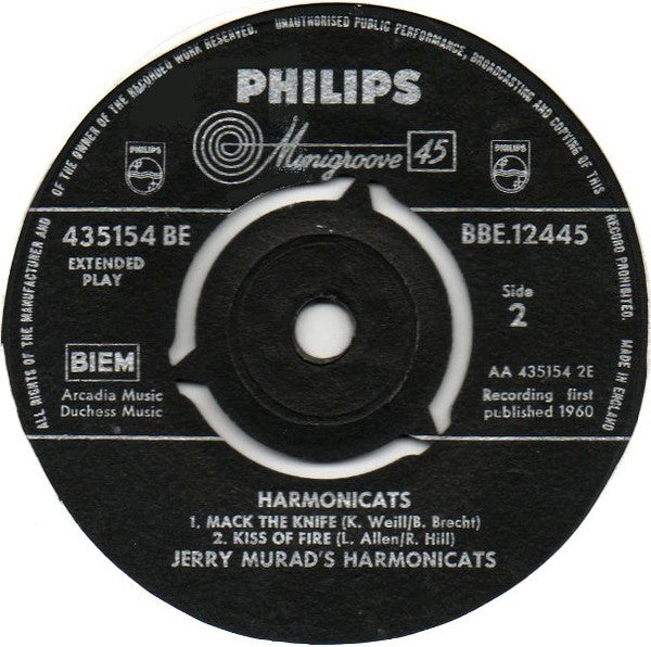 Jerry Murad's Harmonicats : Harmonicats (7", EP, Mono)