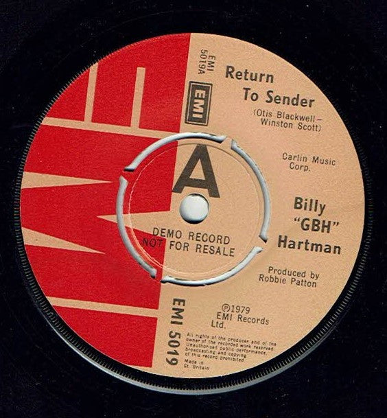 Billy Hartman : Return To Sender (7", Single, Promo)