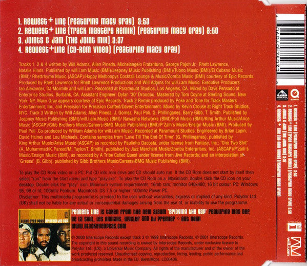 Black Eyed Peas Featuring Macy Gray : Request Line (CD, Single, Enh)