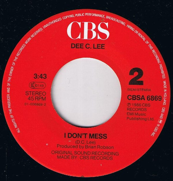 Dee C. Lee : Come Hell Or Waters High (7", Single)