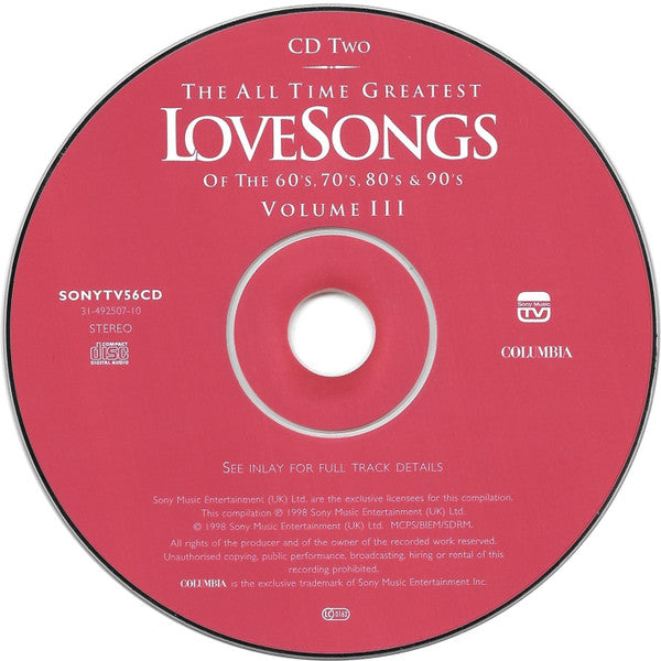 Various : The All Time Greatest LoveSongs Of The 60's, 70's, 80's & 90's Volume III (2xCD, Comp)