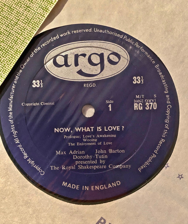 Max Adrian, John Barton (2) And Dorothy Tutin : Now, What Is Love? (LP, Mono)