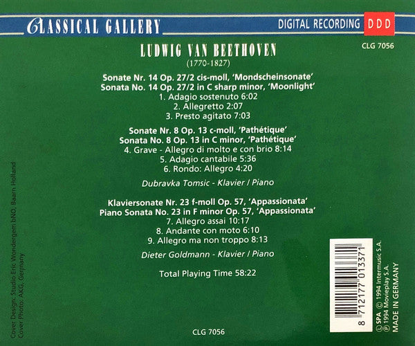 Ludwig van Beethoven, Dubravka Tomsic, Dieter Goldmann : Piano Sonatas (CD, Comp)