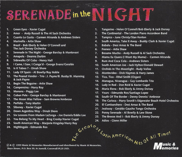 Various : Serenade In The Night (The Greatest Latin American Hits Of All Time!) (2xCD, Comp)