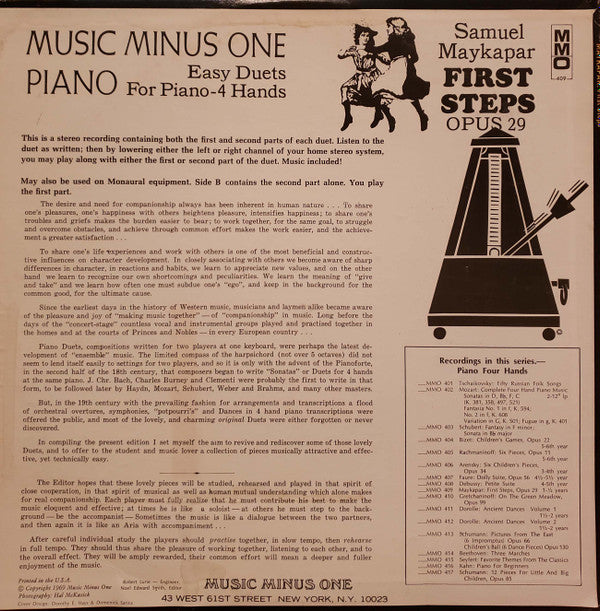 Самуил Майкапар : First Steps Opus 29 (LP)