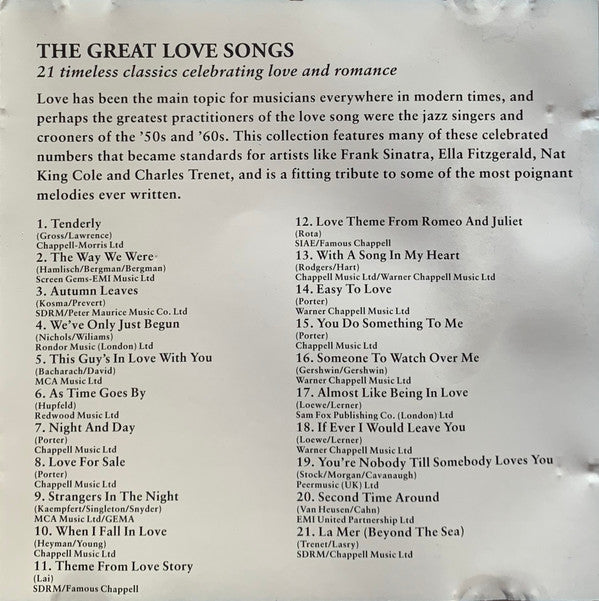101 Strings : The Great Love Songs (CD, Album)