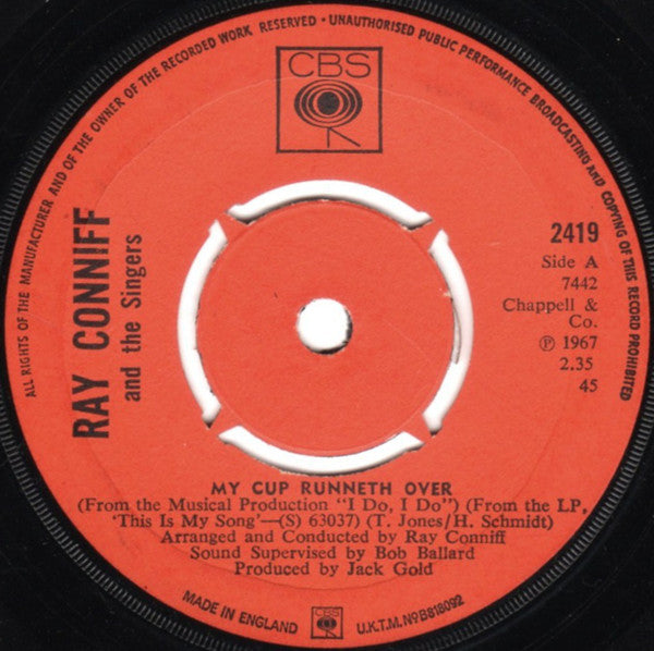 Ray Conniff And The Singers : My Cup Runneth Over (7")