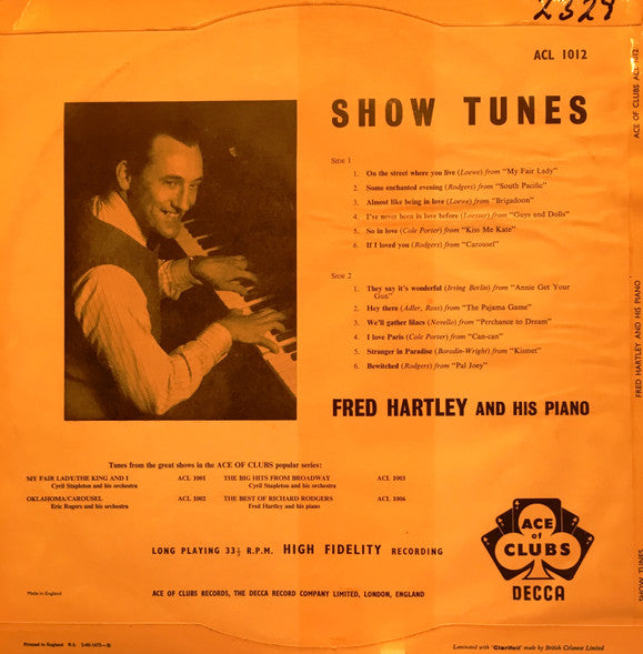 Fred Hartley : Show Tunes (LP, Album, Mono)