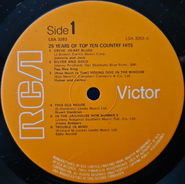 Various : 25 Years Of Top Ten Country Hits (2xLP, Comp)