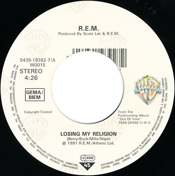 R.E.M. : Losing My Religion (7", Single, Lar)