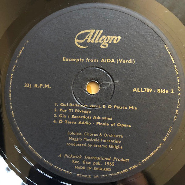 Giuseppe Verdi, Orchestra Del Maggio Musicale Fiorentino And  Coro Del Maggio Musicale Fiorentino , Conducted By Erasmo Ghiglia : Aida (LP, Album)