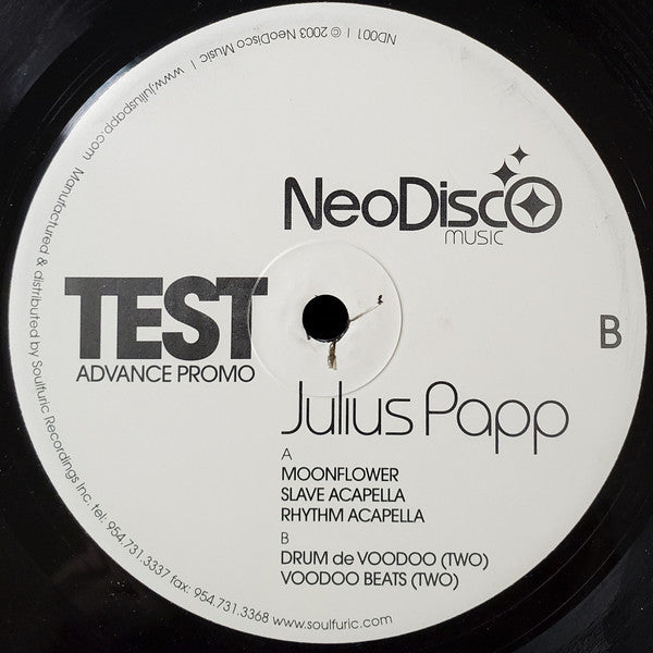 Julius Papp : Moonflower / Drum De Voodoo (Two) (12", Promo, TP)