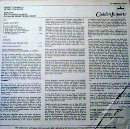 Alexander Borodin, Nikolai Rimsky-Korsakov, Antal Dorati : Polovetsian Dances With Chorus · Le Coq D'Or Suite (LP, M/Print, RE)