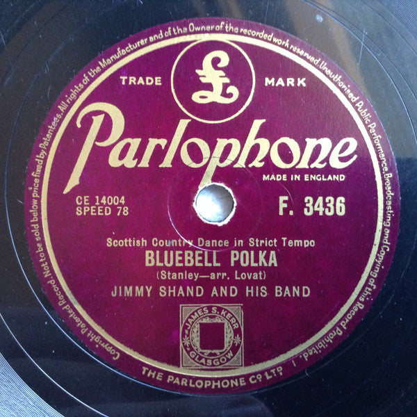 Jimmy Shand And His Band : Bluebell Polka / The Veleta (Shellac, 10")