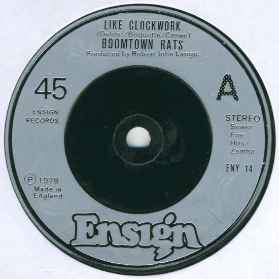 The Boomtown Rats : Like Clockwork (7", Single, RE, Sil)