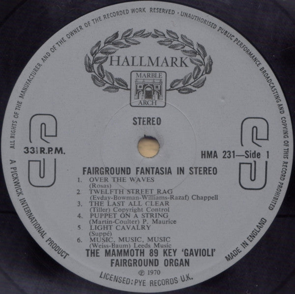 The Great Gavioli Organ : Fairground Fantasia In Stereo (LP, RE)
