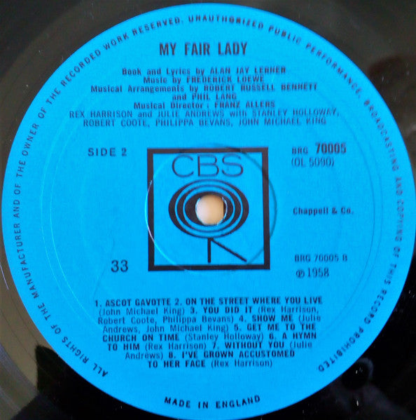 Rex Harrison, Julie Andrews With Stanley Holloway Music By Frederick Loewe : My Fair Lady (LP, Album, RE)