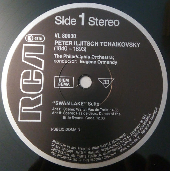 Eugene Ormandy, The Philadelphia Orchestra : Tchaikovsky's Greatest Ballets Vol. 2, Suite From Swan Lake (LP)