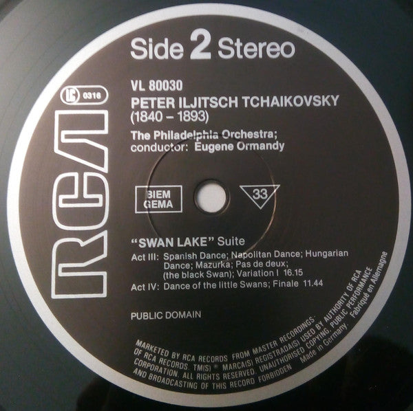 Eugene Ormandy, The Philadelphia Orchestra : Tchaikovsky's Greatest Ballets Vol. 2, Suite From Swan Lake (LP)
