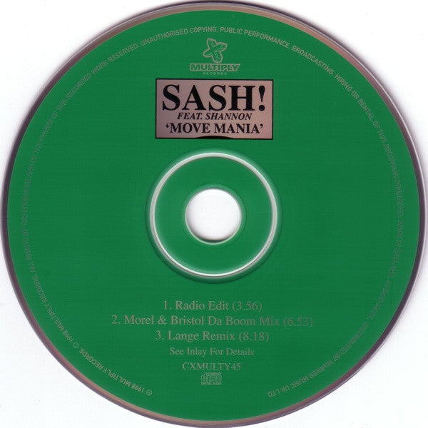 Sash! Feat. Shannon : Move Mania (CD, Single)
