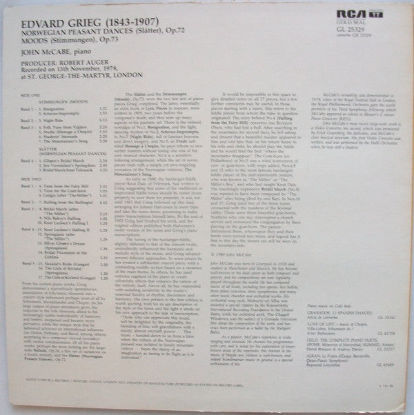 Edvard Grieg, John McCabe (2) : Norwegian Peasant Dances - Moods (LP)