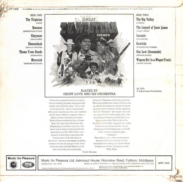 Geoff Love & His Orchestra : Great T.V. Western Themes (LP)