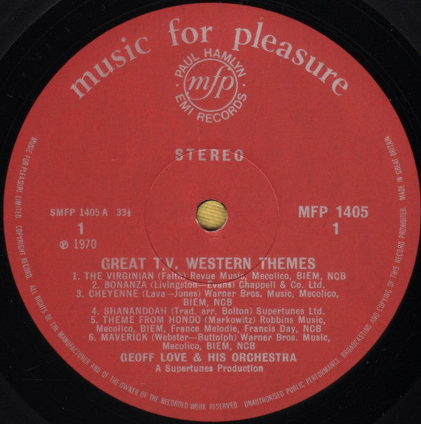 Geoff Love & His Orchestra : Great T.V. Western Themes (LP)