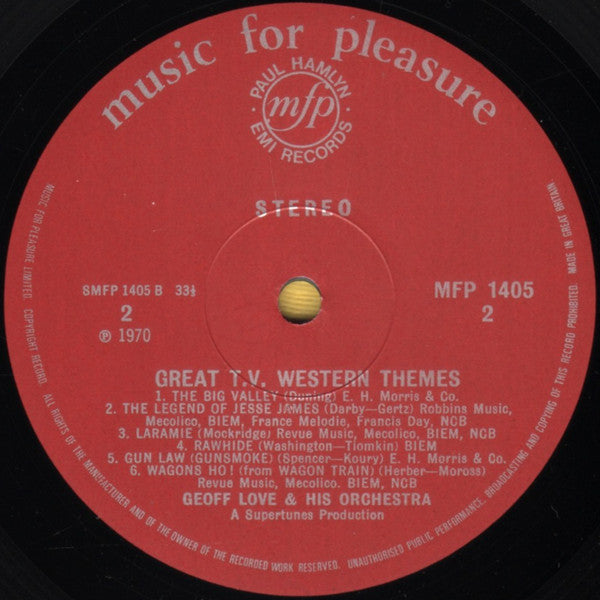Geoff Love & His Orchestra : Great T.V. Western Themes (LP)