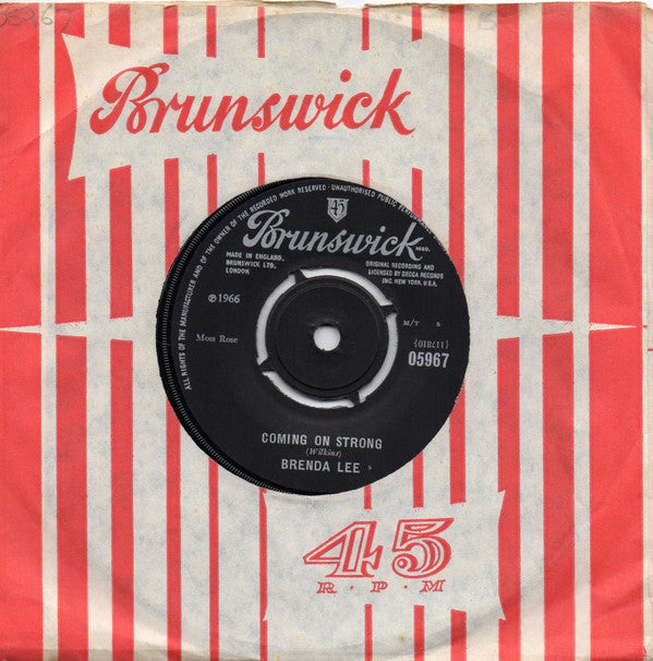 Brenda Lee : Coming On Strong / You Keep Coming Back To Me (7", Single)