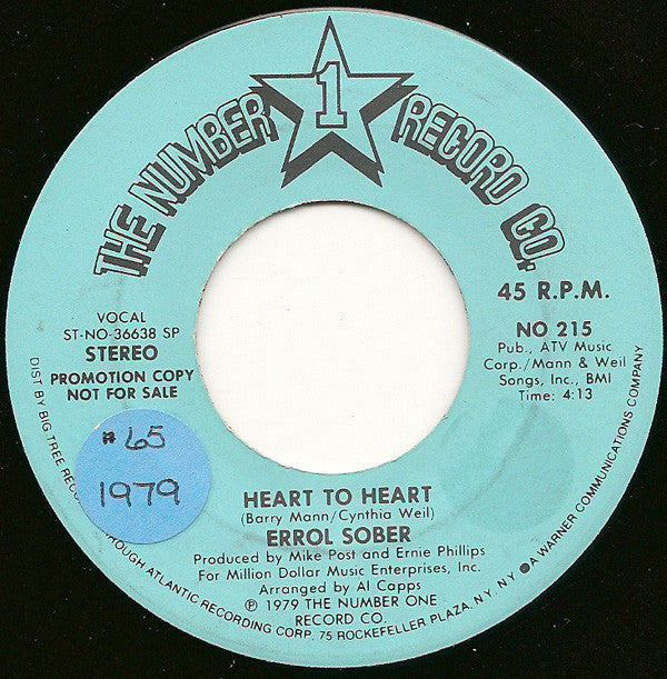 Errol Sober : Heart To Heart (7", Mono, Promo)