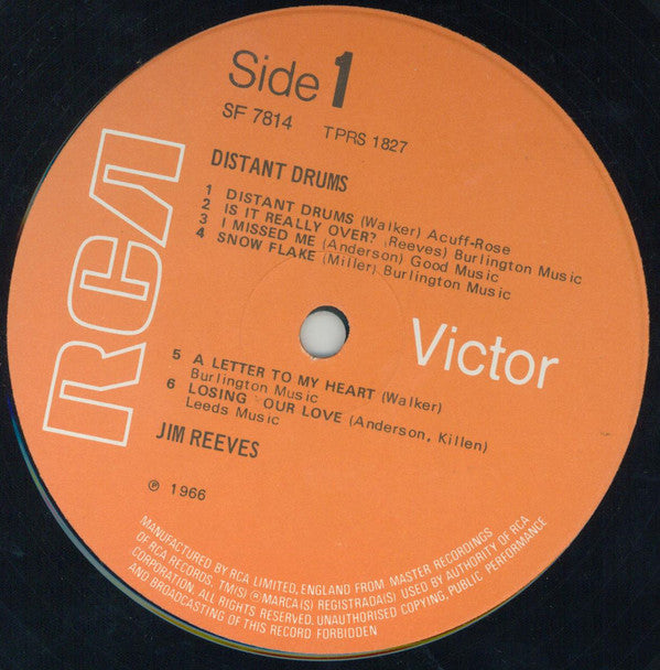 Jim Reeves : Distant Drums (LP, Album, RE)