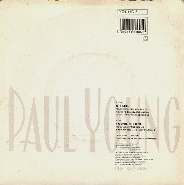 Paul Young : Oh Girl (7", Single)