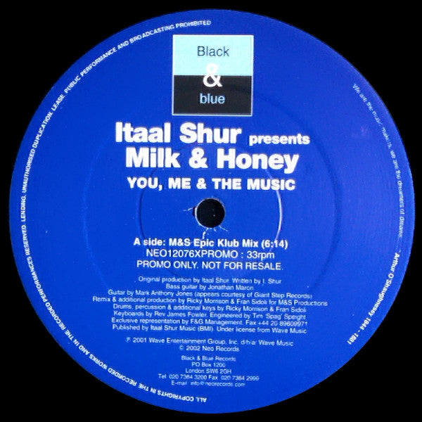 Itaal Shur Presents Milk & Honey : You, Me & The Music (12")