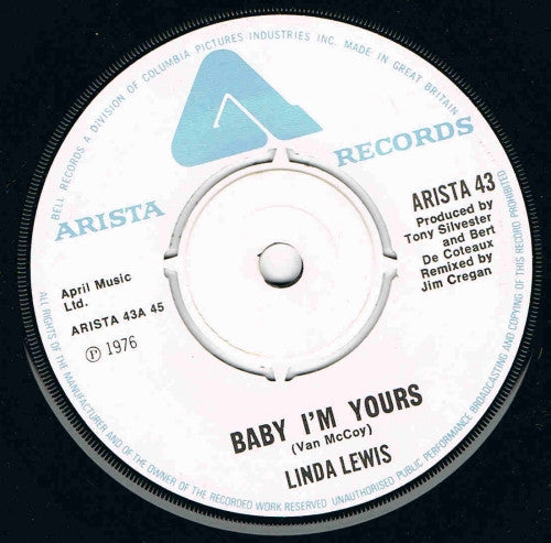 Linda Lewis : Baby I'm Yours  (7", Single)