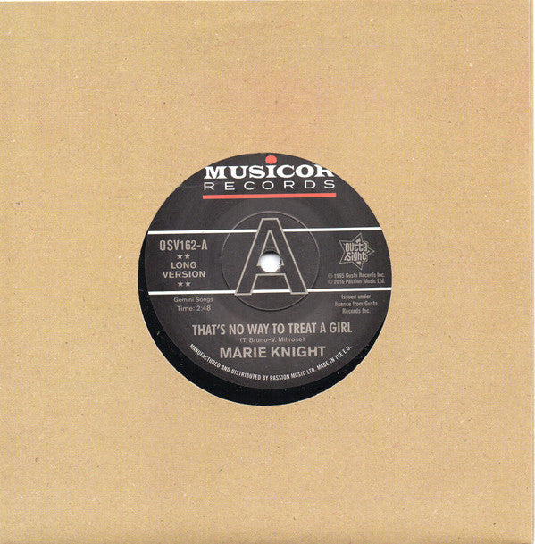 Marie Knight : That's No Way To Treat A Girl / You Lie So Well (7", Single, Promo, RE)