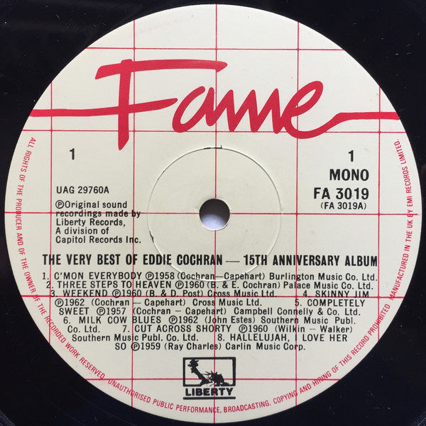 Eddie Cochran : The Very Best Of Eddie Cochran (LP, Comp, Mono, RE)