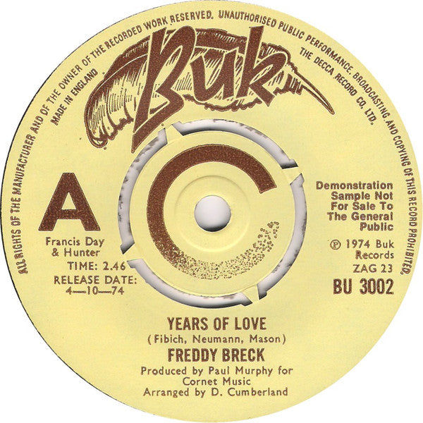 Freddy Breck : Years Of Love (7", Single, Promo)