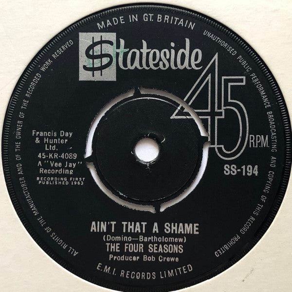 The Four Seasons : Ain't That A Shame  (7", Single)