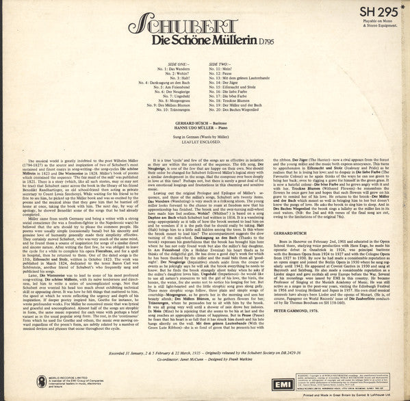 Franz Schubert, Gerhard Hüsch, Hanns Udo Müller : Schubert: Die Schöne Müllerin D.795 (LP, Mono)