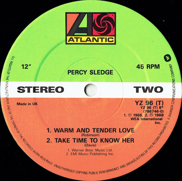 Percy Sledge : When A Man Loves A Woman (12", Single, Dam)