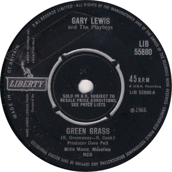 Gary Lewis & The Playboys : Green Grass / I Can Read Between The Lines (7", Single)