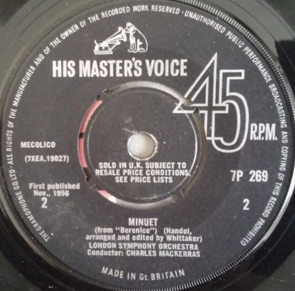 London Symphony Orchestra Conducted By Sir Charles Mackerras : Trumpet Voluntary / Minuet (7")