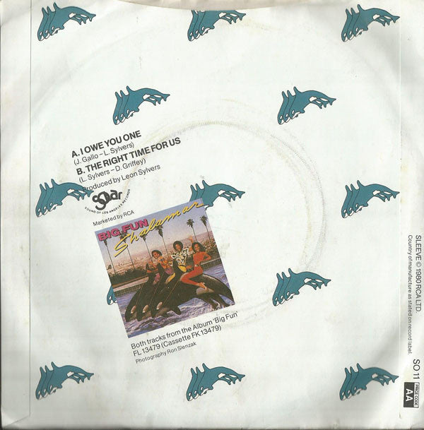 Shalamar : I Owe You One (7", Single, Sol)