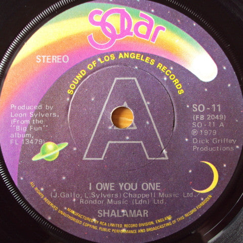 Shalamar : I Owe You One (7", Single, Sol)