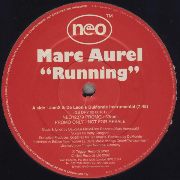 Marc Aurel : Running (12", Promo)