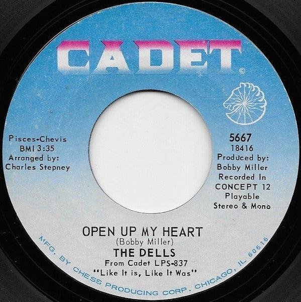 The Dells : Open Up My Heart / Nadine (7", Single, Styrene, Mer)