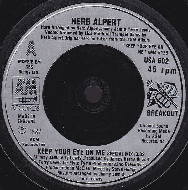 Herb Alpert : Keep Your Eye On Me (7", Single, Sil)